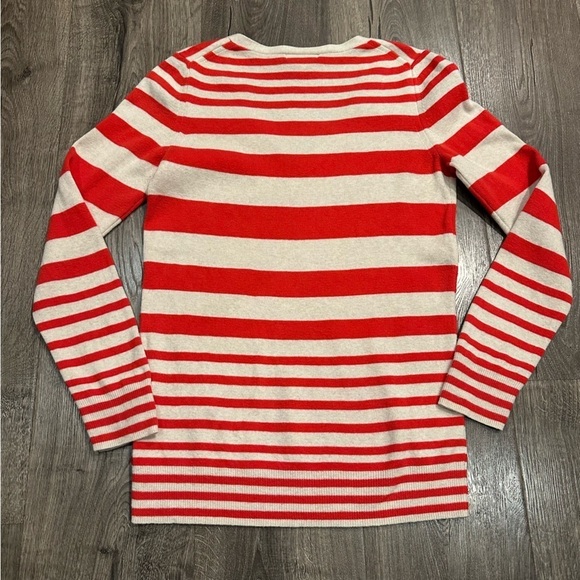GAP Women's Sweater Cotton Silk V-Neck Size M Red Stripe Preppy Nautical French - Picture 9 of 9